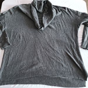 Cowl neck, hi-lo hem sweater